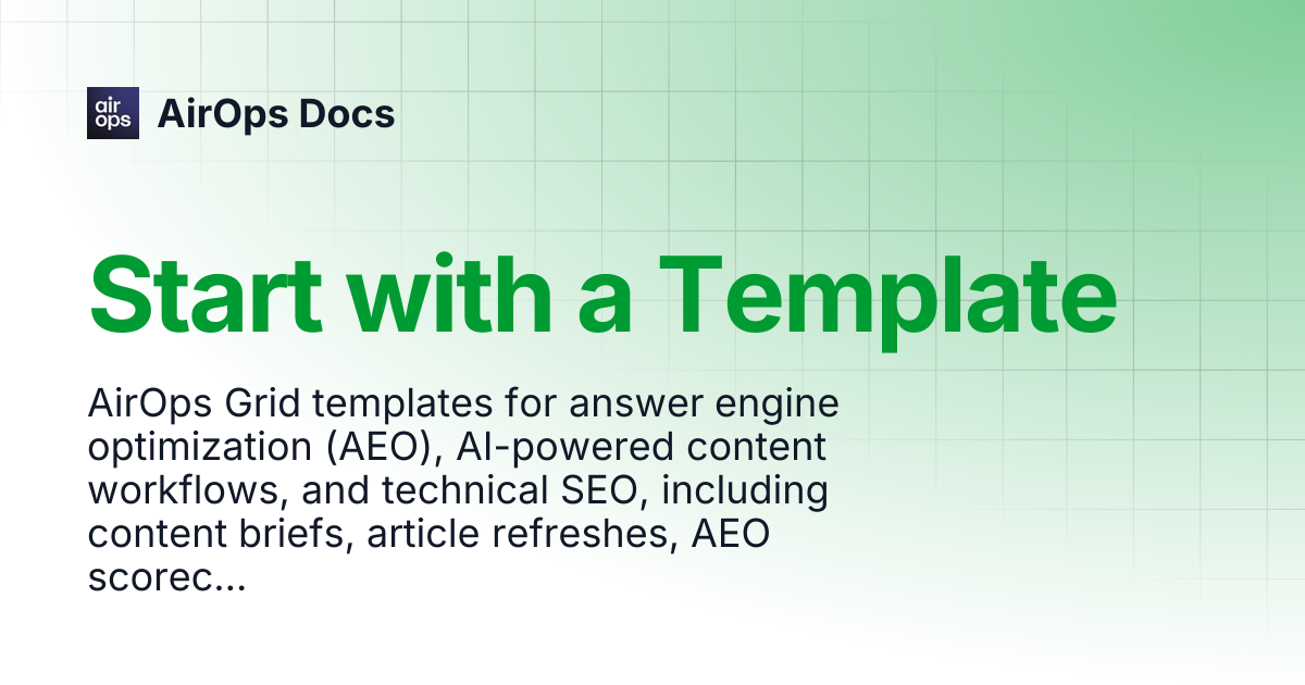 Start with a Template | AirOps Docs