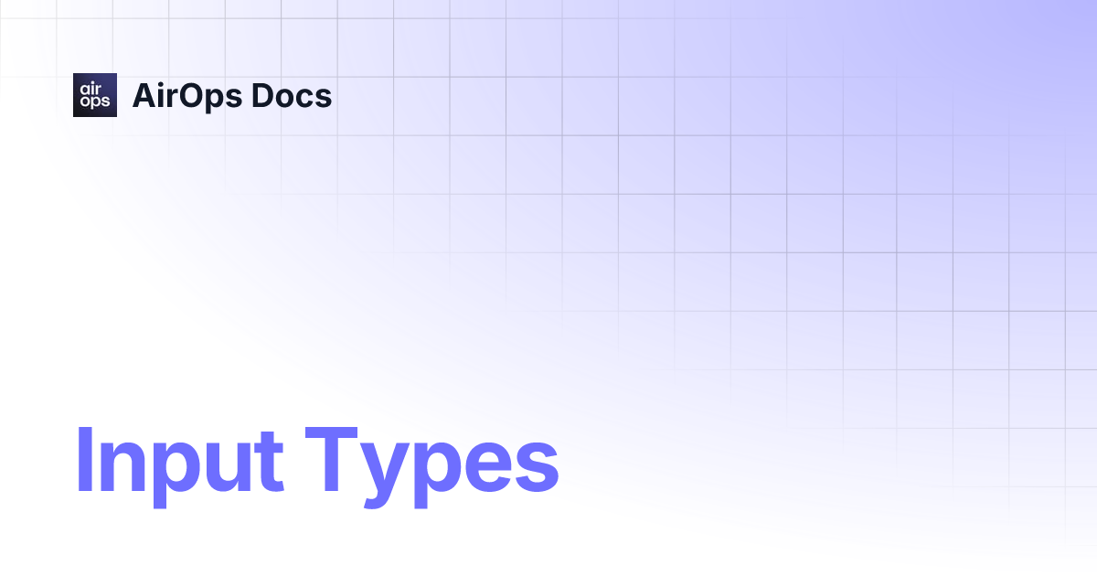 Input Types | Documentation