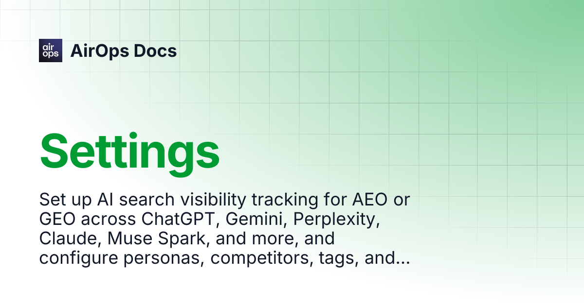 Settings | AirOps Docs